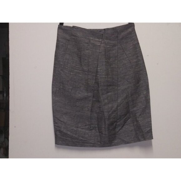 NWOT Lida Baday Pencil Skirt Silk Linen blend Womens Sz 6 Gray Pockets career - Picture 8 of 12